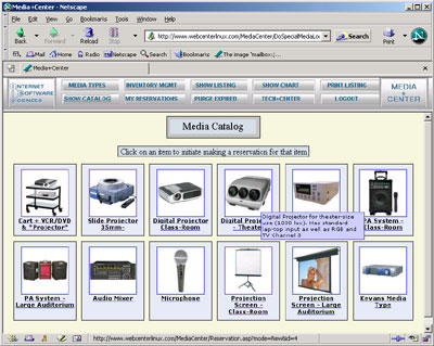 Reservation Center Graphical Catalog For Equipment And Facilities